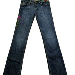 Womens Seven7 Floral Embroidered Jeans